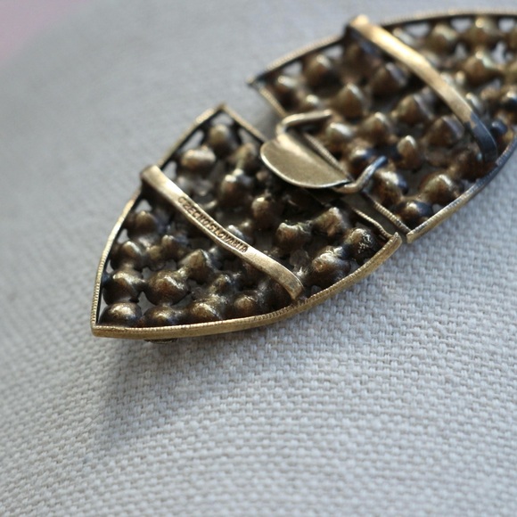 1920-30’s Antique Czech Glass Brass Buckle - Picture 5 of 7